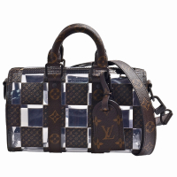 LV M20872 KEEPALL BANDOULIÈRE 25系列Monogram Chess帆布拉鍊手提/斜背包