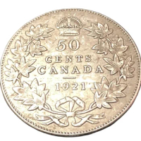 1921 Canada 50 Cents-George V Silver Plated Copy Coin