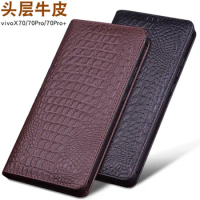 Luxury Genuine Leather Flip Phone Case For Vivo X70 Pro Plus Leather Half Pack Phone Cover For Vivo X70 Pro + Cases Shockproof