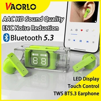 VAORLO Bluetooth 5.2 Headphone Digital Display Wireless Earphones Noise Cancel IPX5 Waterproof In-Ear Sports Headset With HD MIC