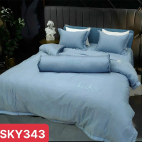 (VIP) Bộ chăn ga gối trần Lụa tơ tằm Sky 5 món K28