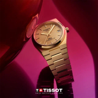 【TISSOT 天梭 官方授權】PRX系列 復古風酒桶型紳士機械錶-40mm/金 畢業 禮物(T1374073302100)