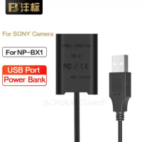 Fengbiao NP-BX1 Dummy Battery USB-A for Sony ZV-1 RX100 M7 M6 M5 M4 M3 M2 RX1RM2 HX99 90 Camera CX240E ZV1 HX50 Power Adapter