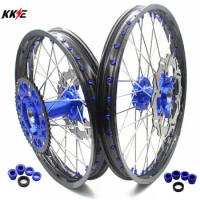 KKE 21/19 MX Dirtbike Complete Wheels Set For KTM SX SXF XC XCW XCF 125 150 200 250 300 350 450 505 2003-2021 Blue Nipple Disc