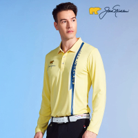 【Jack Nicklaus 金熊】GOLF男款直條紋印花POLO衫/高爾夫球衫(黃色)