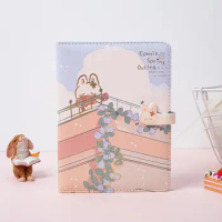 192 Pages B6 Girl Diary Color Pages Illustration Magnetic Button Cute Animal Notebook Student Planner Agenda Notepad Diary Book