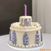 免運 開立發票 公司貨 蛋糕架 蛋糕模型 展示模型 雙層塑膠仿真蛋糕模型新款網紅韓式復古蠟燭定制樣品擺設道具