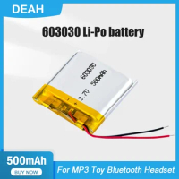 1-2PCS 603030 500mAh 3.7V Lithium Polymer Rechargeable Battery For GPS MP3 MP4 Smart Watch Bluetooth Speaker Massager Mouse