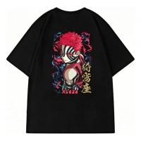 เสื้อยืด 1 ตัว ผ้าฝ้าย 100% เสื้อยืดโอเวอร์ไซส์ผู้ชาย ลาย Demon Slayer Akaza แฟชั่น