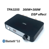 JY18 TPA3255 DSP Bluetooth 5.0 DC24-48V 300W x2 Stereo Class D Digital High Power Hifi Audio Amplifier With Display