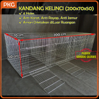 Kandang Kelinci Galvanis 4 Hole 200x70x50 | Kurungan Besi Premium 4 Sekat Minimalis Modern Murah Pan