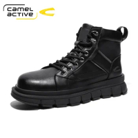Camel Active Autumn Boots Men Comfy Lace-up Leather Winter New Fashion Shoes Men Causal Boots Shoes High Quality Men Boots