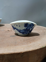 日本回流瓷器古董茶器日本昭和時期青花山水茶杯湯冷公道杯，青花