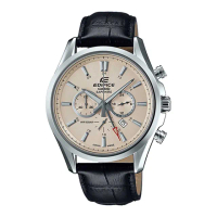 【CASIO 卡西歐 EDIFICE 系列】經典紳士錶款_藍寶石水晶三眼計時皮革男錶(EFB-504JL)