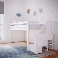 Twin Bed Frame For Kids With Stairs Low Loft Bed White Children's Furniture