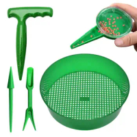 Round Soil Sifting Pan Set Soil Sifter Mix Dirt Sifter Soil Sand Sifter With Shovel For Potting Soil Dirt Rock Gardening Sifter