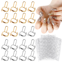 20Pcs Wudu Nail Rings with 120PCS Adhesive Nail Tabs No Glue Adjustable Wudu Fingernail Rings Set fo