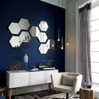 Kaca Cermin Tempel Hexagonal Ukuran Besar 20CM X 17CM Tebal 2MM / Kaca Cermin Ruangan Aesthetic ASLI