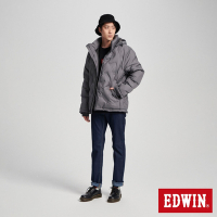 EDWIN 男裝 印花壓印防寒連帽外套-灰色