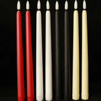 50pcs 11" Battery operated Flickering Candles Flameless Romantic 3D Wick LED Taper Candlestick Christmas Home Wedding Decoration