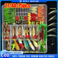 ใCODใFull House! 75pcs Umpan Casting 1 Set Box Lengkap Umpan Pancing Fishing Tackle Box Soft Plastic