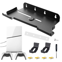Wall Mount Bracket For PS5 Slim Console Storage Stand with 2 Controller Mount Display Holder for Playstation 5 Slim Accessories