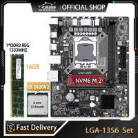 LGA1356 Motherboard Set Combo Xeon E5 2420 V2 CPU 1PCs 16GB DDR3 Memory Ram 1333MHz ECC REG RAM LGA1356 Kit M.2 Mainboard