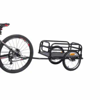 Foldable Bike Cargo Trailer Bicycle Cart Wagon Trailer w/Hitch, 16'' Air Wheels, 110 lbs Max Load