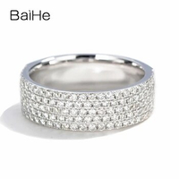 BAIHE Solid 14K White Gold Luxury Super Flash 0.90ct H/SI Natural Diamond Ring Women Men Fine Jewelry Making Anillo diamantes