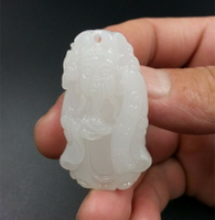 天然玉石A貨新疆昆侖白玉方解石玉財神玉掛件玉財神吊墜玉墜