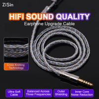 ZiSin 23 16 Core Upgraded Silver Plated Copper Cable 3.5/4.4 MM With MMCX/2pin/QDC TFZ For KZ ZS10 ZSN ZSX BLON BL-03 Earphone