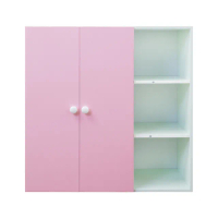 【南亞塑鋼】防水3尺二門三格組合式塑鋼衣櫃/單吊桿收納衣櫃(白色+粉紅色)