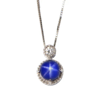 【Hommy Jewelry】幸運之心｜ 藍寶石項鍊(母親節禮物 法國星鑽 六道星芒 貓眼)