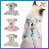 kucing kelinci hewan kecil pola beruang lucu harness Harness hewan peliharaan dengan tali untuk anji