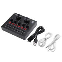 V8 Sound Card Audio Set Interface External Usb Live Microphone Sound Card Bluetooth Function for Computer Pc Mobile Phone Sing