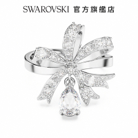 SWAROVSKI 施華洛世奇 Volta 個性戒指 蝴蝶結, 白色, 鍍白金色
