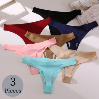 TrowBridge 3PCS/Set Sexy Female Thongs Seamless Women's Panties Silk Satin Underwear Breathable G-Strings Cozy Underpants T-Back
