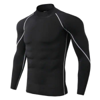 Gym Sprot T Shirt Long Sleeve Compression TShirt Top Fitness Workout T-Shirt Tops Tight Rashgard Running TShirt Men Rashgard
