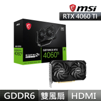 MSI 微星 GeForce RTX 4060 Ti VENTUS 2X BLACK 8G OC 顯示卡