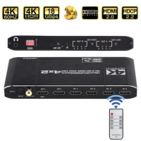 4K@60Hz HDMI Matrix 4x2 Switch Splitter Support HDCP 2.2 IR Remote Control HDMI Switch 4x2 Spdif 4K HDMI 4x2 Matrix Switch