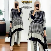 Namira One Set Wanita Kekinian Tunik Rayon Premium Baju Setelan Celana Kulot Korean Style LD 110 cm 