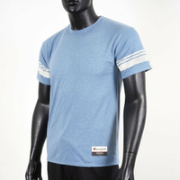Champion [AO300-209C] 男 短袖上衣 T恤 美規 頂級 條紋 舒適 混紡 棉質 穿搭 爵士藍