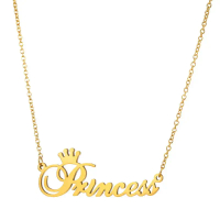 Titanium Steel English Letter Princess Crown Pendant Necklace Cursive Word Clavicle Chain Versatile 