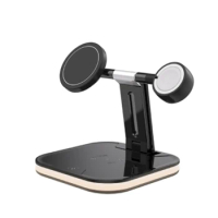 3In1 Foldable Magnetic Wireless Charger for iPhone 12 Pro Max Mini 15W Fast Charging Station for Apple Watch(Black)