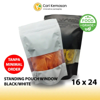 ISI 100 Standing Pouch 16 x 24 Metalized Window Ziplock – Kemasan Premium 90–95 Micron
