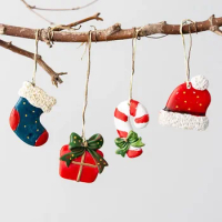 Christmas Handmade Resin Hanging Ornaments Wreath Accessories Christmas Crutches Socks Gift Package Christmas Tree Decorations