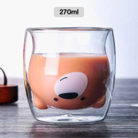 Alat Dapur SIBAOLU Gelas Mug Animal Double Wall Glass 270 ml - C8784 - Transparent Viral