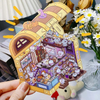 Xinmo 3D Landscape Stickers 3D House DIY Storage Ancient Style Stacking Stickers High Aesthetic