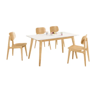 【文創集】瑪西卡5尺岩板實木餐桌椅組合(一桌四椅組合)
