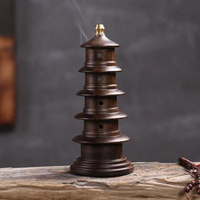 免運 香盒 黑檀木線香爐創意家用復古寶塔立式香熏爐純銅香插組合熏香座擺件
